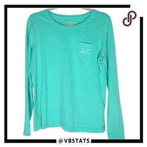 Vineyard‎ Vines Men's Vintage Whale Long Sleeve Pocket Tee Shirt Green Sz Medium